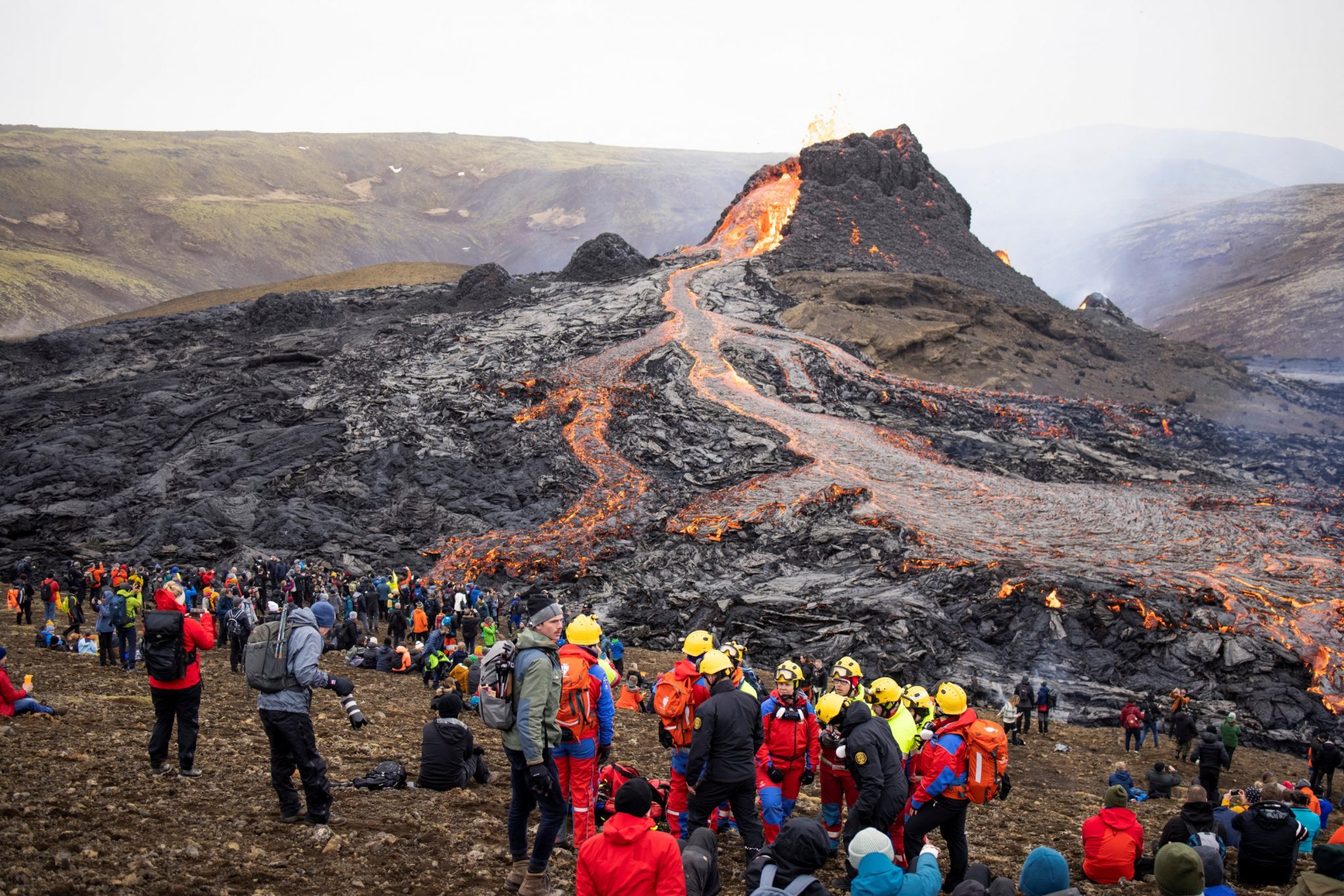 Thousands have flocked to a volcano eruption in Mount Fagradalsfjall in